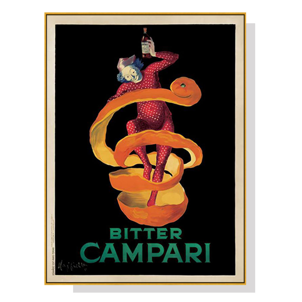 Wall Art 90cmx135cm Bitter Campari Gold Frame Canvas