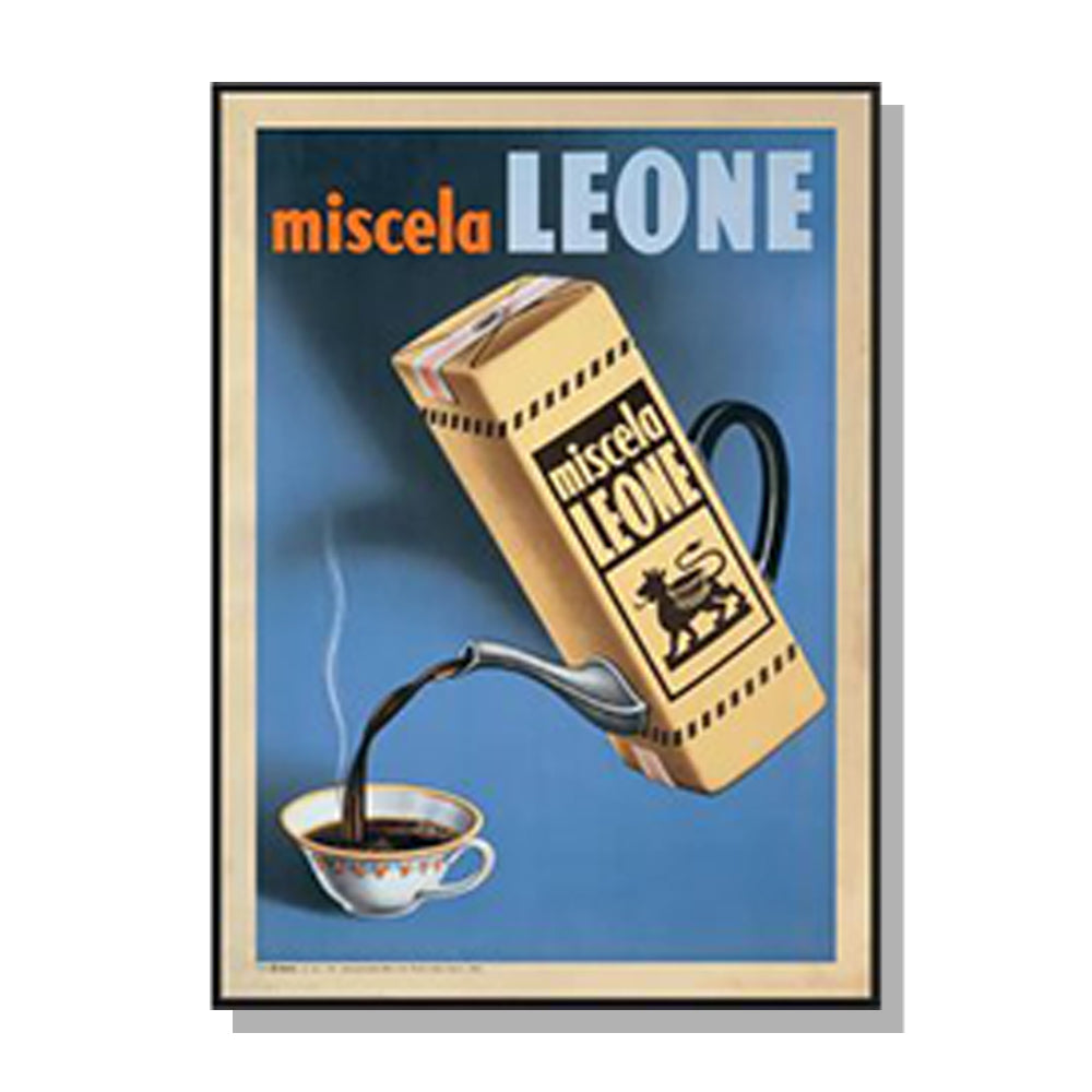 Wall Art 80cmx120cm Miscela Leone, 1950 Black Frame Canvas