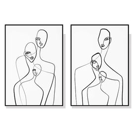 Wall Art 100cmx150cm Abstract Figures 2 Sets Black Frame Canvas