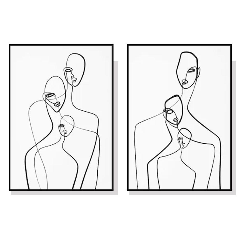 Wall Art 60cmx90cm Abstract Figures 2 Sets Black Frame Canvas