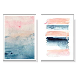 Wall Art 70cmx100cm Abstract Pink 2 Sets White Frame Canvas