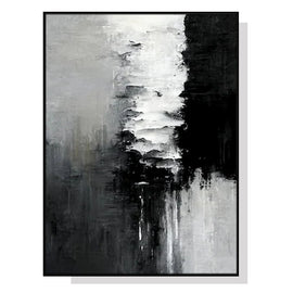 Wall Art 60cmx90cm Abstract Black White Artwork Black Frame Canvas