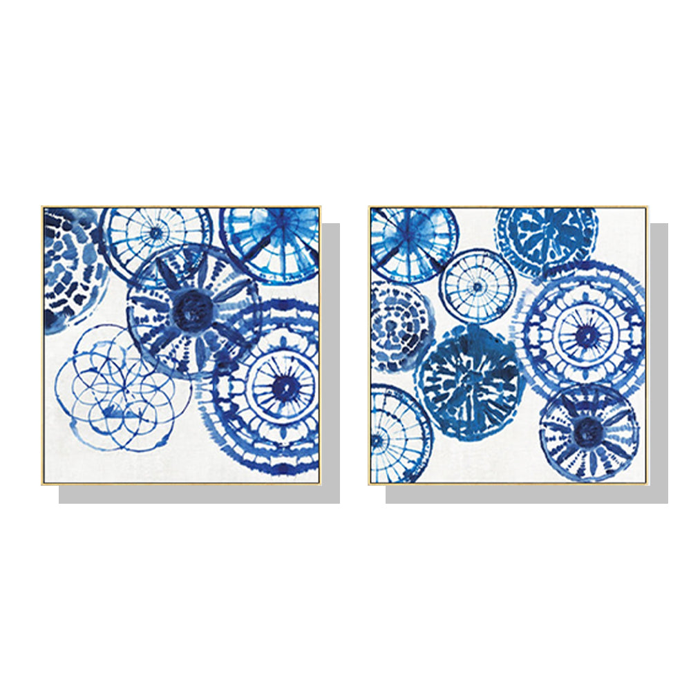 Wall Art 50cmx50cm Blue Day 2 Sets Gold Frame Canvas