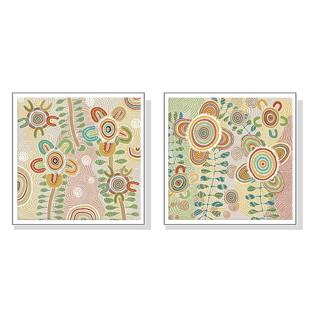 Wall Art 80cmx80cm Lovely Pattern 2 Sets White Frame Canvas