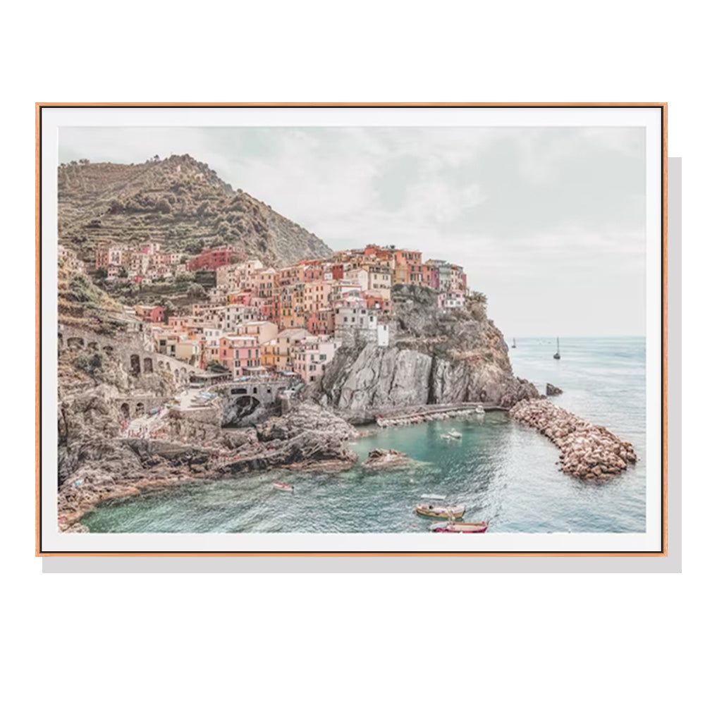 Wall Art 70cmx100cm Italy Cinque Terre Wood Frame Canvas