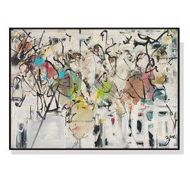 Wall Art 100cmx150cm Abstract White Dream Black Frame Canvas