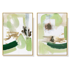 Wall Art 50cmx70cm Abstract Green Mint 2 Sets Gold Frame Canvas