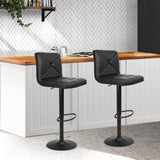 Artiss 2x Bar Stools Gas Lift Leather Stool Black