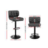 Artiss 2x Bar Stools Gas Lift Leather Padded Grey