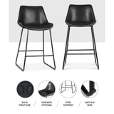 Artiss 2x Bar Stools Leather Padded Metal Legs Black