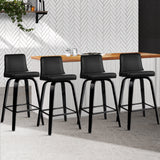 Artiss 4x Bar Stools Swivel Leather Padded Black