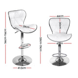 Artiss 4x Bar Stools Gas Lift Leather Seat White