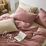 Cosy Club Quilt Cover Set Cotton Duvet Double Red Beige | King Of Knives Australia