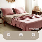 Cosy Club Washed Cotton Sheet Set Pink Brown Single | King of Knives Australia