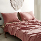 Cosy Club Washed Cotton Sheet Set Pink Brown Single | King of Knives Australia