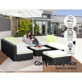 Gardeon 10PC Sofa Set with Storage Cover Outdoor Furniture Wicker