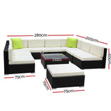 Gardeon 10PC Outdoor Furniture Sofa Set Wicker Garden Patio Lounge