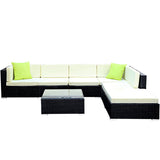 Gardeon 7PC Sofa Set with Storage Cover Outdoor Furniture Wicker