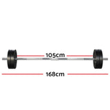 48KG Barbell Weight Set Plates Bar Bench Press Fitness Exercise Home Gym 168cm