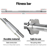 58KG Barbell Weight Set Plates Bar Bench Press Fitness Exercise Home Gym 168cm