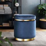 Artiss Ottoman Foot Stool Round Velvet Navy