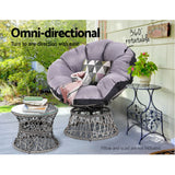 Gardeon Outdoor Lounge Setting Papasan Chairs Table Patio Furniture Wicker Grey