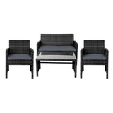 Gardeon Set of 4 Outdoor Lounge Setting Rattan Patio Wicker Dining Set Black