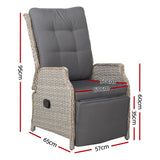 Gardeon Sun lounge Setting Recliner Chair Outdoor Furniture Patio Wicker Sofa