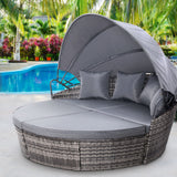 Gardeon Outdoor Lounge Setting Patio Furniture Sofa Wicker Garden Rattan Set Day Bed Grey