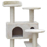 i.Pet Cat Tree 134cm Tower Scratching Post Scratcher Wood Condo House Bed Beige