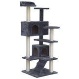 i.Pet Cat Tree 134cm Tower Scratching Post Scratcher Wood Condo House Bed Grey