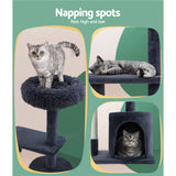 i.Pet Cat Tree 94cm Scratching Post Tower Scratcher Condo House Wood Trees Grey