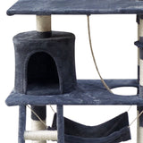 i.Pet Cat Tree 141cm Tower Scratching Post Scratcher Condo Wood House Bed Grey