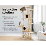 i.Pet Cat Tree 203cm Tower Scratching Post Scratcher Condo Trees House Bed Beige