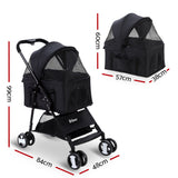 i.Pet pet stroller large black with 4 wheels for dogs and cats | Available at King of Knives e-store