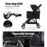 i.Pet pet stroller large black with 4 wheels for dogs and cats | Available at King of Knives e-store