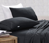 Elan Linen 100% Egyptian Cotton Vintage Washed 500TC Charcoal Double Bed Sheets Set | King of Knives Australia