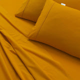 Elan Linen 100% Egyptian Cotton Vintage Washed 500TC Mustard Queen Bed Sheets Set