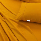 Elan Linen 100% Egyptian Cotton Vintage Washed 500TC Mustard Single Bed Sheet Set | King of Knives Australia