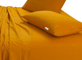 Elan Linen 100% Egyptian Cotton Vintage Washed 500TC Mustard Single Bed Sheet Set | King of Knives Australia