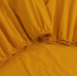 Elan Linen 100% Egyptian Cotton Vintage Washed 500TC Mustard Single Bed Sheet Set | King of Knives Australia