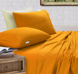 Elan Linen 100% Egyptian Cotton Vintage Washed 500TC Mustard Single Bed Sheet Set | King of Knives Australia