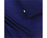 Elan Linen 100% Egyptian Cotton Vintage Washed 500TC Navy Blue Single Bed Sheet Set | King of Knives Australia