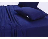 Elan Linen 100% Egyptian Cotton Vintage Washed 500TC Navy Blue Single Bed Sheet Set | King of Knives Australia