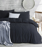 Elan Linen 100% Egyptian Cotton Vintage Washed 500TC Charcoal Super King Quilt Cover Set | King of Knives Australia