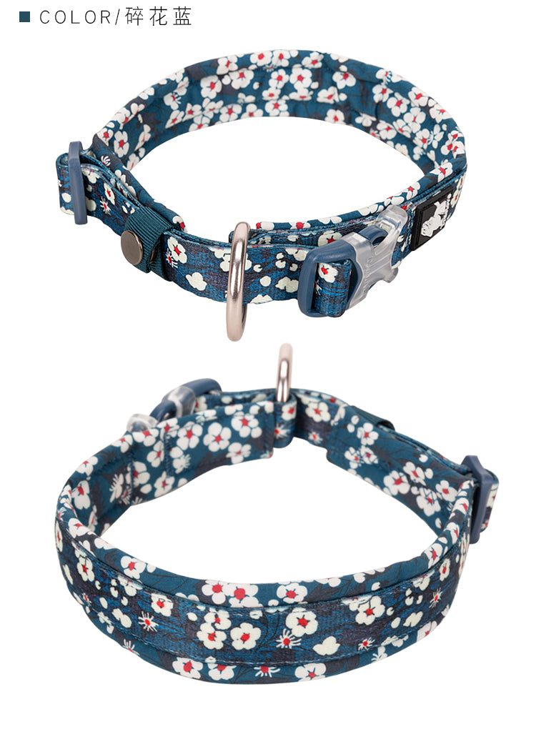 Floral Dog Collar Saxony Blue 3XL | King of Knives Australia