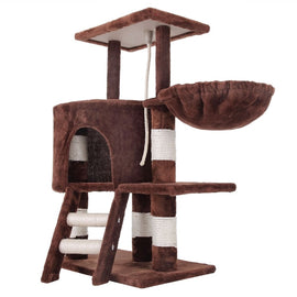 Floofi 104cm Plush Cat Condo Cat Tree Brown FI-CT-167-ZZ