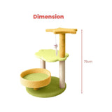 Floofi 75cm Galaxy Plush Scratching Post Cat Tree Yellow Green FI-CT-144-MM