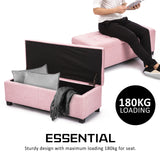 La Bella 102cm Pink Storage Ottoman Stool Fabric