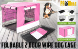 Paw Mate Wire Dog Cage Foldable Crate Kennel 42in with Tray + Pink Cover Combo